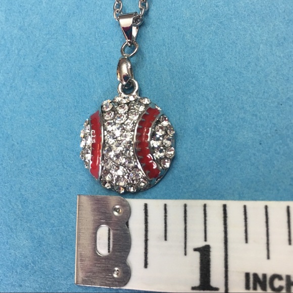 Baseball Crystal Rhinestone Necklace - Picture 5 of 6